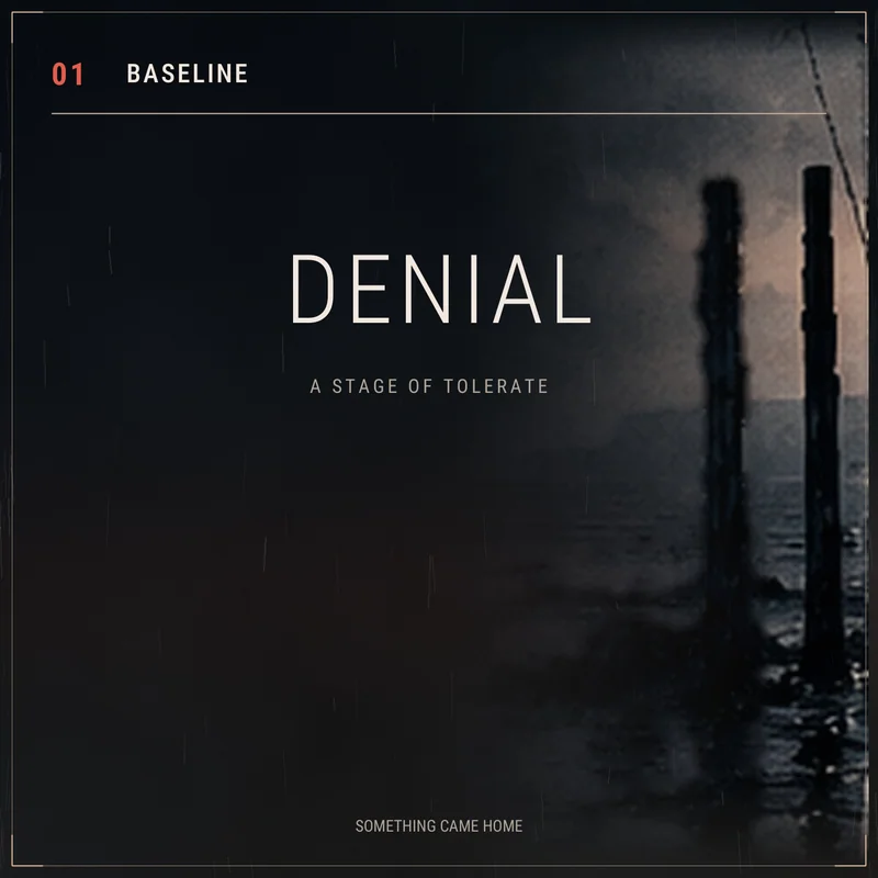 Title card for track 1, Baseline: Denial, a stage of Tolerate. This sheet has no lyrics.
